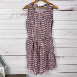 Joie Dress Womens S Multicolor Silk Linen Blend Orange‎ Blue Career Casual